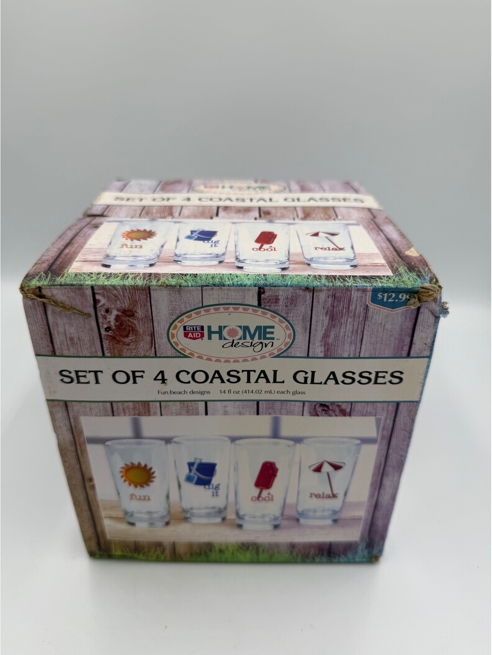 New in box Better Homes & Gardens Set of 4 Coastal Glasses